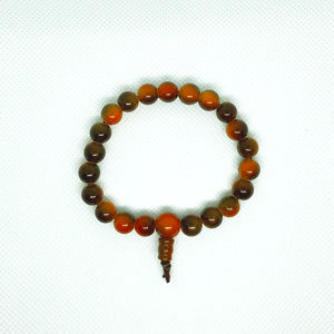 BoHo Glass Bead Stretch Bracelet - Brown/Rust